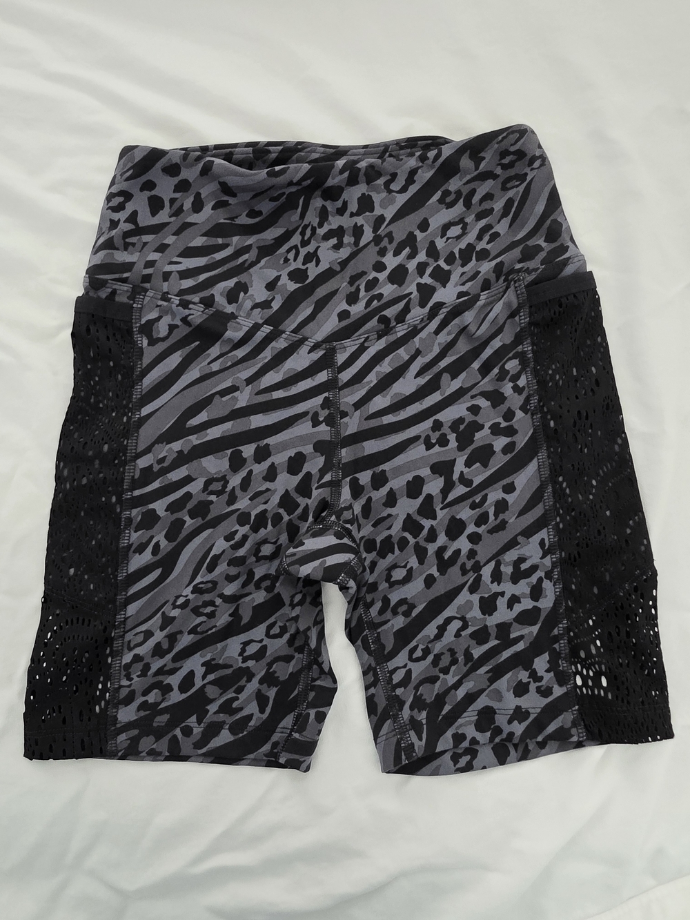 PINK Victoria's Secret Gray & Black Animal Print Bike Shorts with Side Mesh